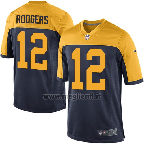 Maglia NFL Game Green Bay Packers Rodgers Blu Giallo2